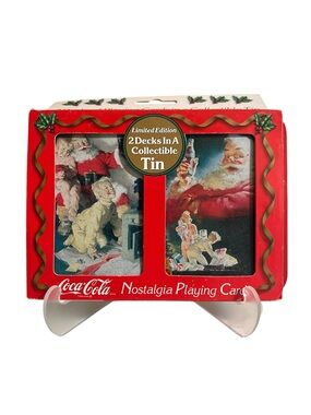 Coca Cola Nostalgia Playing Cards Set of 2 Tin Limited Edition Christmas Santa